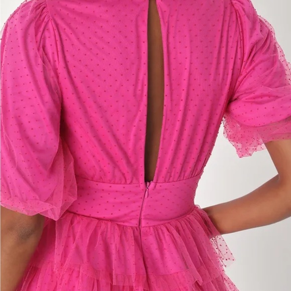 Lulu's Hot Pink Ruffled Mini Dress - Picture 3 of 4